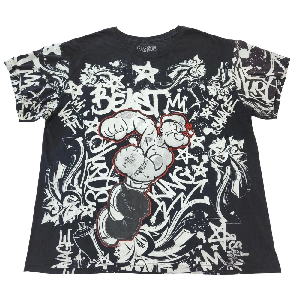 Dr Popeye Graffiti Graphic T-Shirt Men's Tattooed Popeye Beast King 3XL